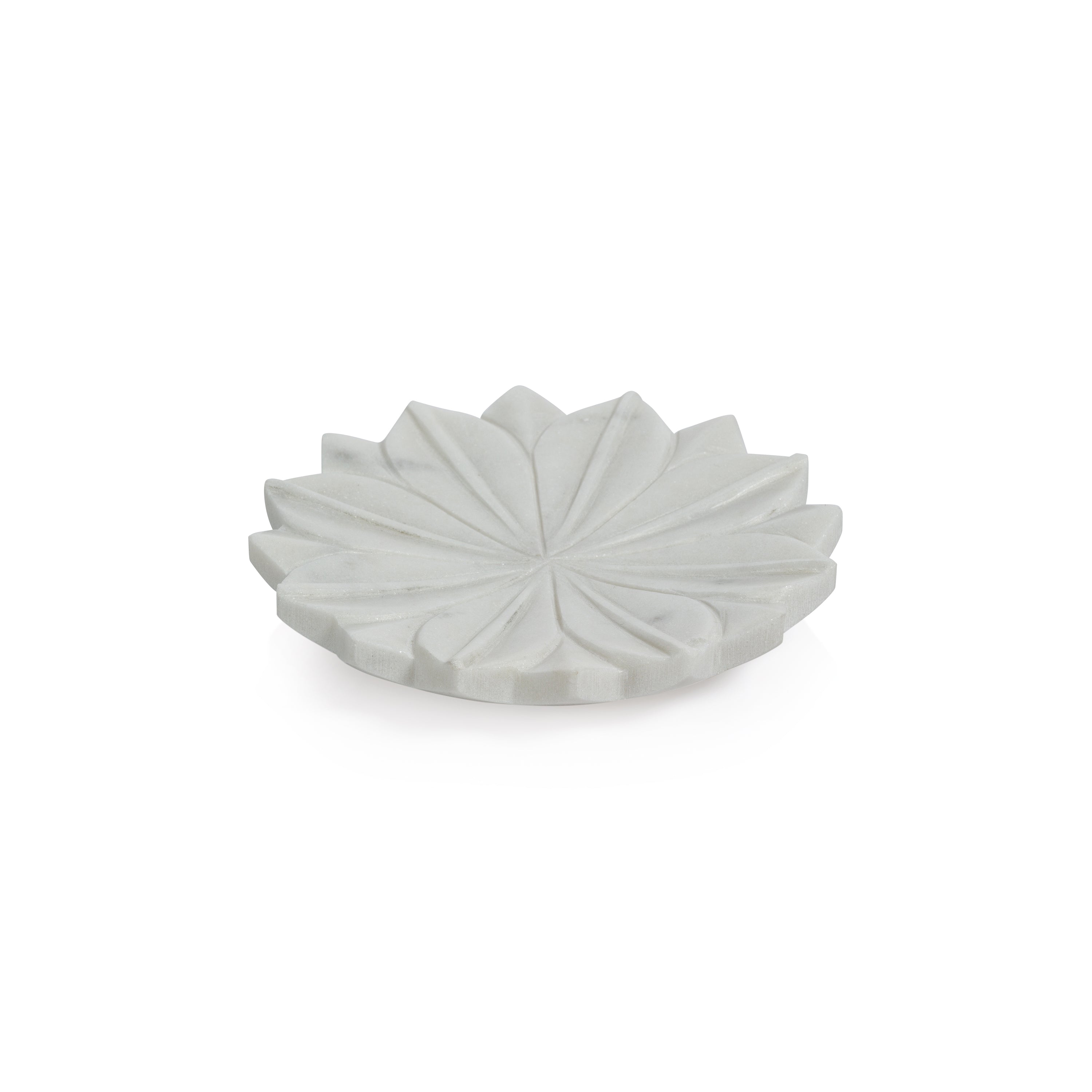 2-Piece Lotus Marble Decorative Dish Set, White