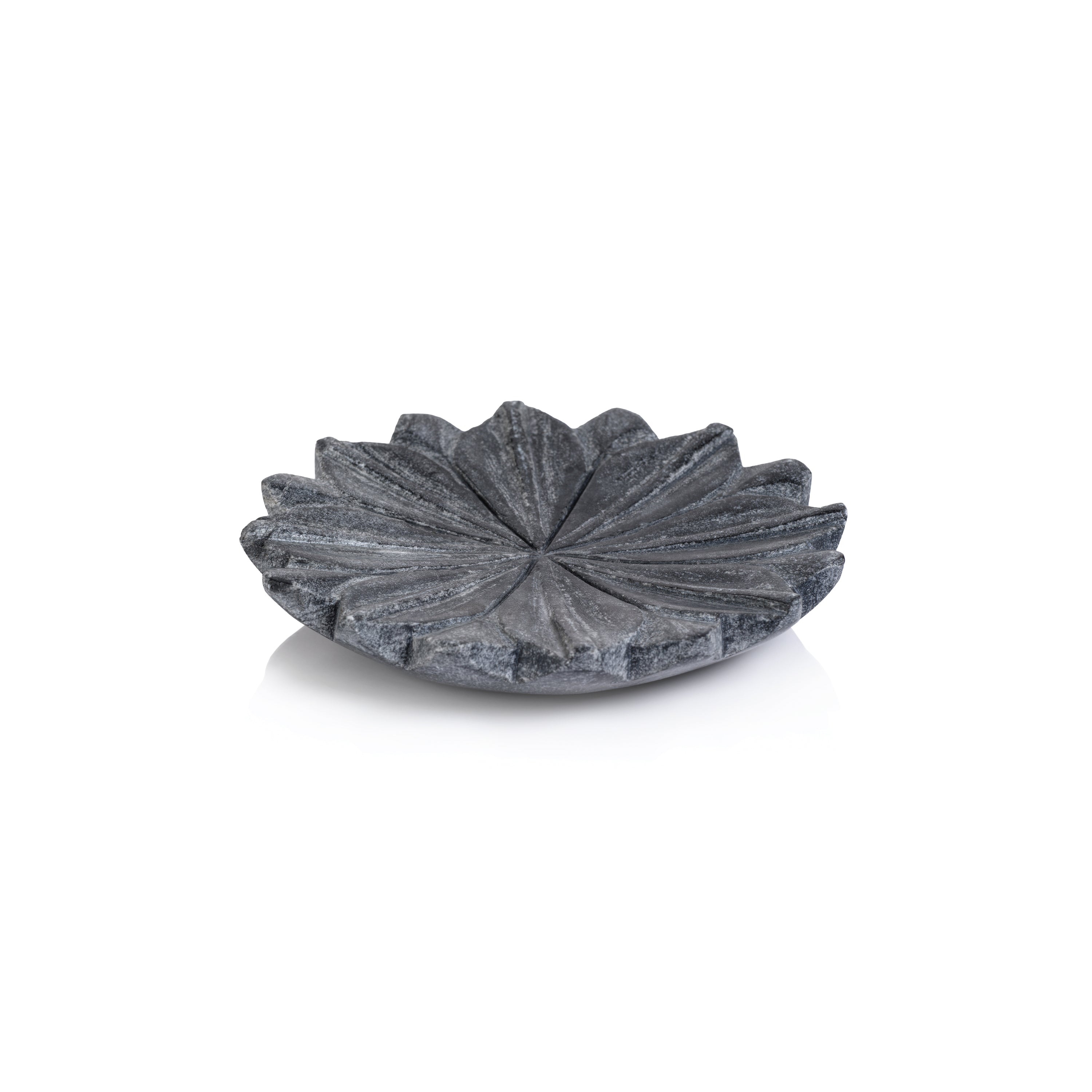 2-Piece Lotus Marble Decorative Dish Set, Gray